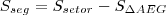 S_{seg}=S_{setor}-S_{\Delta AEG} S_{seg}=S_{setor}-S_{\Delta AEG}