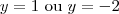 y=1\text{ ou }y=-2