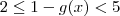 2 \leq 1 - g(x) < 5
