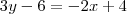 3y - 6 = -2x + 4