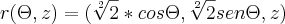 r(\Theta, z)= (\sqrt[2]{2} *cos \Theta, \sqrt[2]{2}sen\Theta, z)