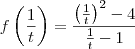 f\left(\frac{1}{t}\right)=\frac{\left(\frac{1}{t}\right)^2-4}{\frac{1}{t}-1}