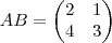 AB=\begin{pmatrix}2&1\\4&3\end{pmatrix}