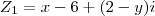 {Z}_{1}=x-6+(2-y)i
