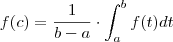 f(c) = \frac{1}{b-a} \cdot \int_a^b f(t) dt