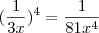 (\frac{1}{3x})^4 = \frac{1}{81x^4}