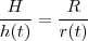 \frac{H}{h(t)} =  \frac{R}{r(t)}