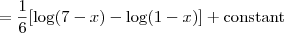= \frac{1}{6} [\log(7-x)-\log(1-x)]+\textrm{constant}