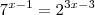 7^{x-1} = 2^{3x-3}