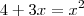 4 + 3x = x^2