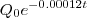 {Q}_{0}{e}^{-0.00012t} {Q}_{0}{e}^{-0.00012t}