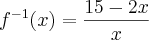 {f}^{-1}(x)=\frac{15-2x}{x}