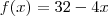 f(x)=32-4x f(x)=32-4x