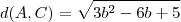 d(A,C) =  \sqrt{3b^2 - 6b + 5}