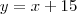 y=x+15 y=x+15
