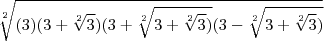\sqrt[2]{(3)(3+\sqrt[2]{3})(3+\sqrt[2]{3+\sqrt[2]{3})}(3-\sqrt[2]{3+\sqrt[2]{3})}}