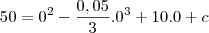 50=0^2-\frac{0,05}{3}.0^3+10.0+c
