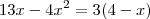 13x-4x^2=3(4-x)