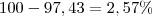 100-97,43=2,57\%