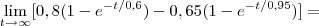 \lim_{t\rightarrow\infty}[0,8(1-{e}^{-t/0,6})-0,65(1-{e}^{-t/0,95})] =