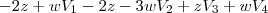 -2z+w {V}_{1}-2z-3w {V}_{2}+ z {V}_{3}+w {V}_{4}