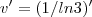 v' = (1/ln 3)' v' = (1/ln 3)'