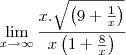 \lim_{x\rightarrow\infty}\frac{x.\sqrt{\left(9+\frac{1}{x}\right)}}{x\left(1+\frac{8}{x}\right)}