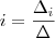 i=\frac{\Delta_i}{\Delta}