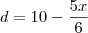 d=10-\frac{5x}{6}