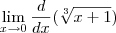 \lim_{x\to0} {\frac{d}{dx}(\sqrt[3]{x+1})}