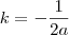 k=-\frac{1}{2a} k=-\frac{1}{2a}
