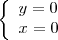 \left\{
\begin{array}{ll}y=0
\\
x=0 
\end{array}