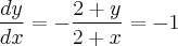 \frac{dy}{dx} = - \frac{2 + y}{2 + x} = -1