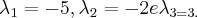 {\lambda}_{1}= -5, {\lambda}_{2}= -2 e {\lambda}_{3= 3.}