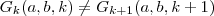 G_k(a,b,k) \neq  G_{k+1} (a,b,k+1)