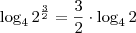 \log_4 2^{\frac{3}{2}} = \frac{3}{2} \cdot \log_4 2 \log_4 2^{\frac{3}{2}} = \frac{3}{2} \cdot \log_4 2