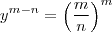 y^{m-n} = \left(\frac{m}{n}\right)^m