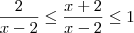 \frac{2}{x-2}\leq\frac{x+2}{x-2}\leq 1