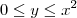 0\leq y\leq x^2 0\leq y\leq x^2