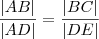 \frac{ |AB|}{|AD|} = \frac{|BC|}{|DE|}