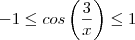 -1\leq cos\left(\frac{3}{x}\right\rihgt)\leq1