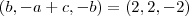 (b,-a+c,-b) = (2,2,-2) (b,-a+c,-b) = (2,2,-2)