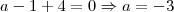 a-1+4=0 \Rightarrow a = -3 a-1+4=0 \Rightarrow a = -3