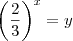 \left(\dfrac{2}{3}\right)^x=y