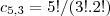 {c}_{5,3}=5!/(3!.2!)