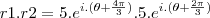 r1.r2&=&5.e^{i.(\theta+\frac{4\pi}{3})}.5.e^{i.(\theta+\frac{2\pi}{3})}