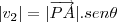 |\overtrightarrow{v_2}|=|\overrightarrow{PA}|.sen\theta |\overtrightarrow{v_2}|=|\overrightarrow{PA}|.sen\theta