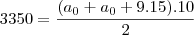 3350=\frac{(a_0+a_0+9.15).10}{2}