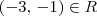 (-3,\,-1)\in R (-3,\,-1)\in R