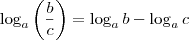 \log_{a}{\left(\frac{b}{c}}\right)=\log_a b -\log_a c